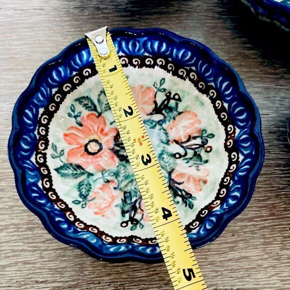 Boleslawiec Polish Pottery Ceramic Floral Trinket Bowl Dish - Picture 3 of 4